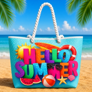 Sac de Plage – Motif Hello Summer 50 x 37 x 14 cm