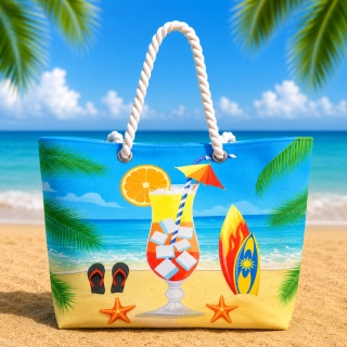 Sac de Plage – Motif Cocktail 50 x 37 x 14 cm