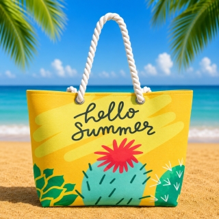 Sac de Plage – Motif Hello Summer 50 x 37 x 14 cm - Jaune