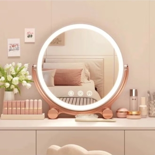 Miroir de Maquillage LED Rechargeable avec Tactile – Rotation 360° Réglable et Ajustable - Rose
