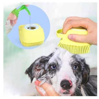 Brosse de Bain en Silicone avec Distributeur de Shampooing pour Animaux de Compagnie