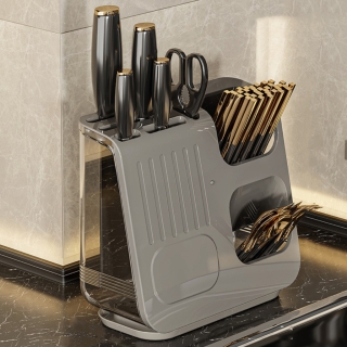 Organisateur Multifonction Pour Ustensiles de Cuisine - 25×11,5×23 cm - Gris