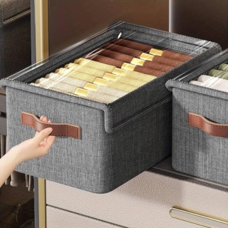 Boîte de Rangement Pliable 26L – Organisateur de Vêtements Imperméable avec Couvercle Transparent