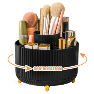 Organisateur de Maquillage Rotatif 360° –  5 Compartiments – Noir