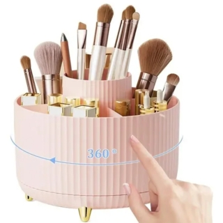 Organisateur de Maquillage Rotatif 360° –  5 Compartiments – Rose