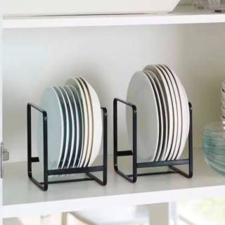 Pack de 2 Range-Assiettes Inoxydables Verticaux Noir – Organisateurs de Vaisselle pour Cuisine