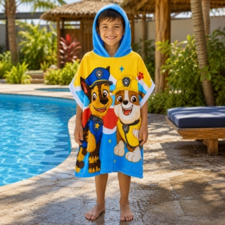 Serviette Poncho Enfant à Capuche Motif Pat & Patrouille –  Standard (2 à 8 ans) - Bleu