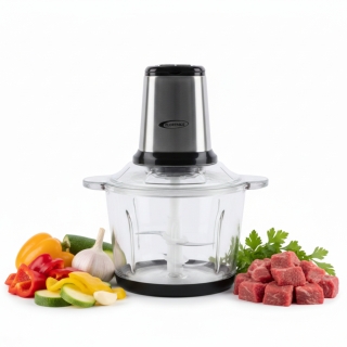 Florence Hachoir à Viande Multifonctionnel  – Bol en Verre 3 Litres – 700W – Noir