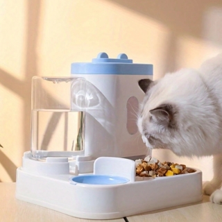 Mangeoire Automatique de Nourriture et d'Eau pour Chat et Chien (220 ml + 800 ml) Bleu