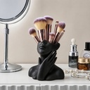 Vase et Organisateur Multifonction Design Visage Moderne Noir