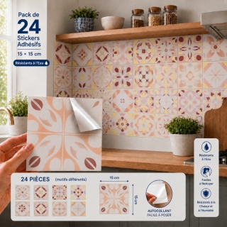 Pack de 24 Stickers Adhésifs 120cm x 45cm – Autocollants Muraux Résistants à l'Eau et à la Chaleur - Marron