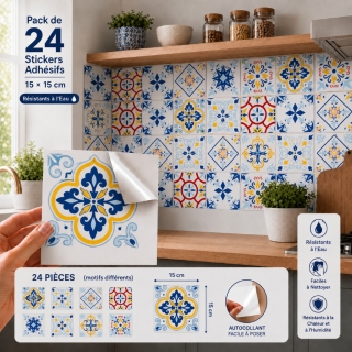 Pack de 24 Stickers Adhésifs 120cm x 45cm – Autocollants Muraux Résistants à l'Eau et à la Chaleur