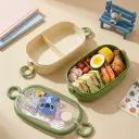 Lunch Box Enfant Stitch 2 Étages – 4 Compartiments – 700 ml par Étage avec Fourchette-Cuillère - Vert