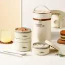 Ensemble de 3 Boîtes à Lunch Isolées en Acier Inoxydable Avec Panier Isotherme – Beige