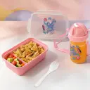 Lunch Box Stitch Enfant avec Bouteille 380 ml et Cuillère-Fourchette – 2 Compartiments - Rose