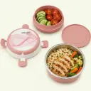 Boîte à Lunch Thermique 2 Compartiments en Acier Inoxydable – Format Rond avec Couvercle - Rose