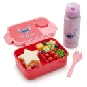 Lunch Box Stitch Compartimentée avec Gourde 500 ml et Cuillère-Fourchette - Rose 