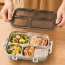 Lunch Box 4 Compartiments en Acier Inoxydable SUS304 – 25 × 17 × 6 cm - Gris