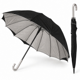 Parapluie Long Noir 100 cm avec Poignée Courbée