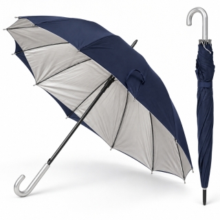 Parapluie Long Bleu Marine 100 cm avec Poignée Courbée