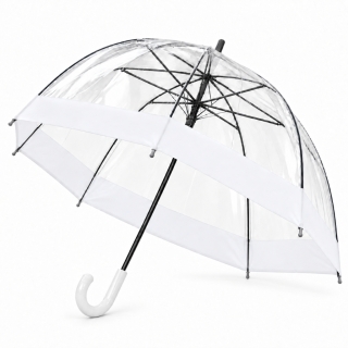 Parapluie Transparent Bombé Automatique 86 cm – Blanc