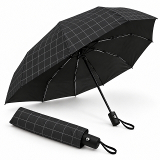 Parapluie Pliable Automatique 95 cm à Carreaux – Noir avec Housse