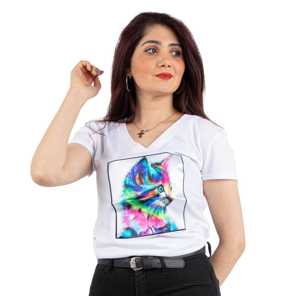 T-Shirt pour femme Cat Blanc