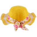 Chapeau avec ruban fleuri pour enfant Jaune