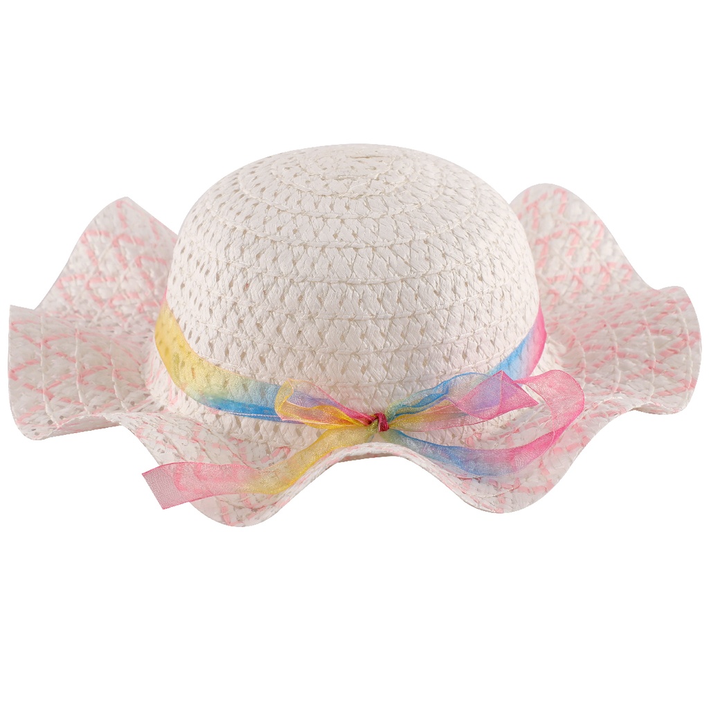 Chapeau avec ruban arc-en-ciel pour enfant Rose bébé