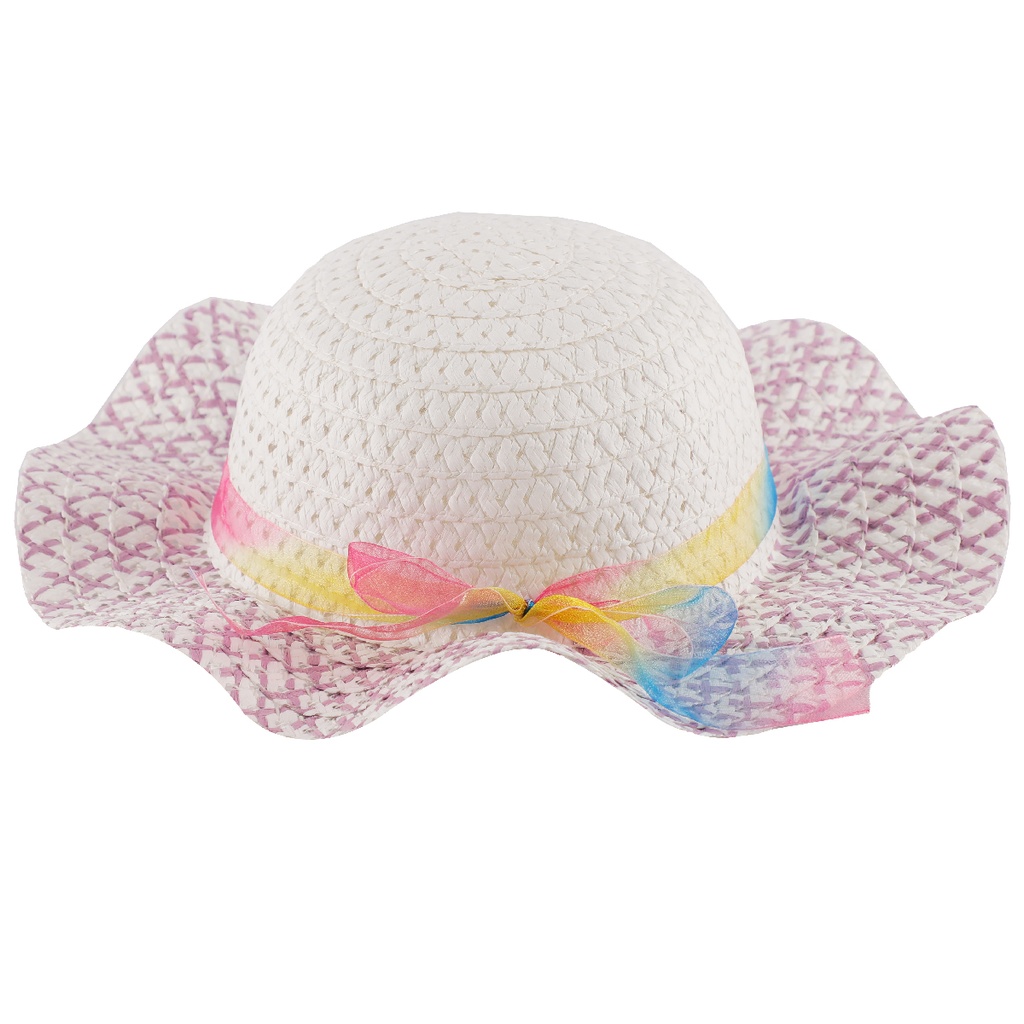 Chapeau avec ruban arc-en-ciel pour enfant Violet