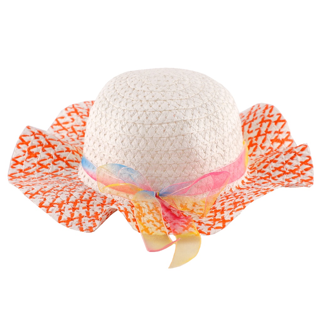 Chapeau avec ruban arc-en-ciel pour enfant Orange