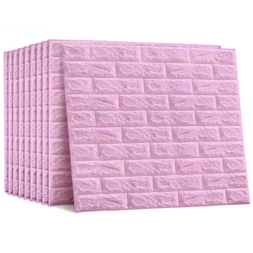 Pack de 10 Panneaux Muraux Adhésifs Anti-Humidité 3D - 77 * 70 cm-Rose
