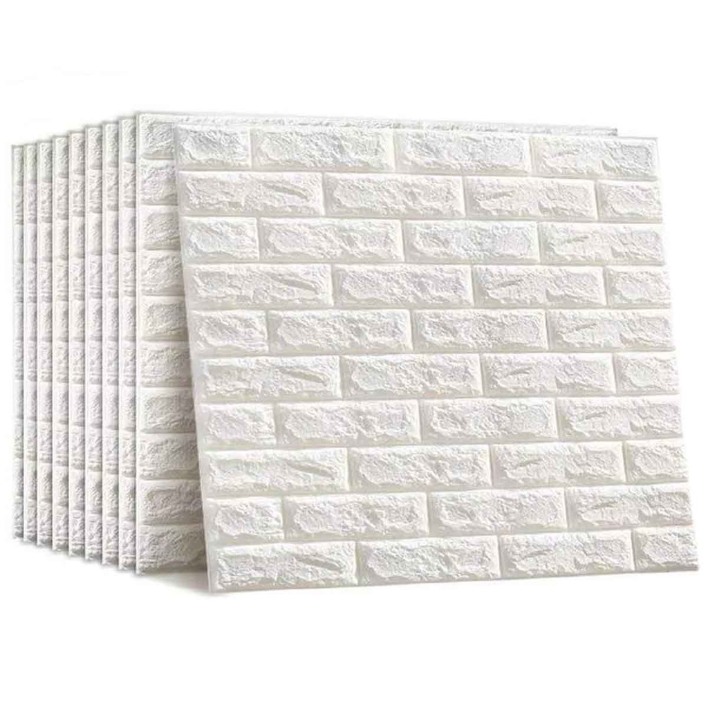 Pack de 10 Panneaux Muraux Adhésifs Anti-Humidité 3D - 77 * 70 cm-Blanc