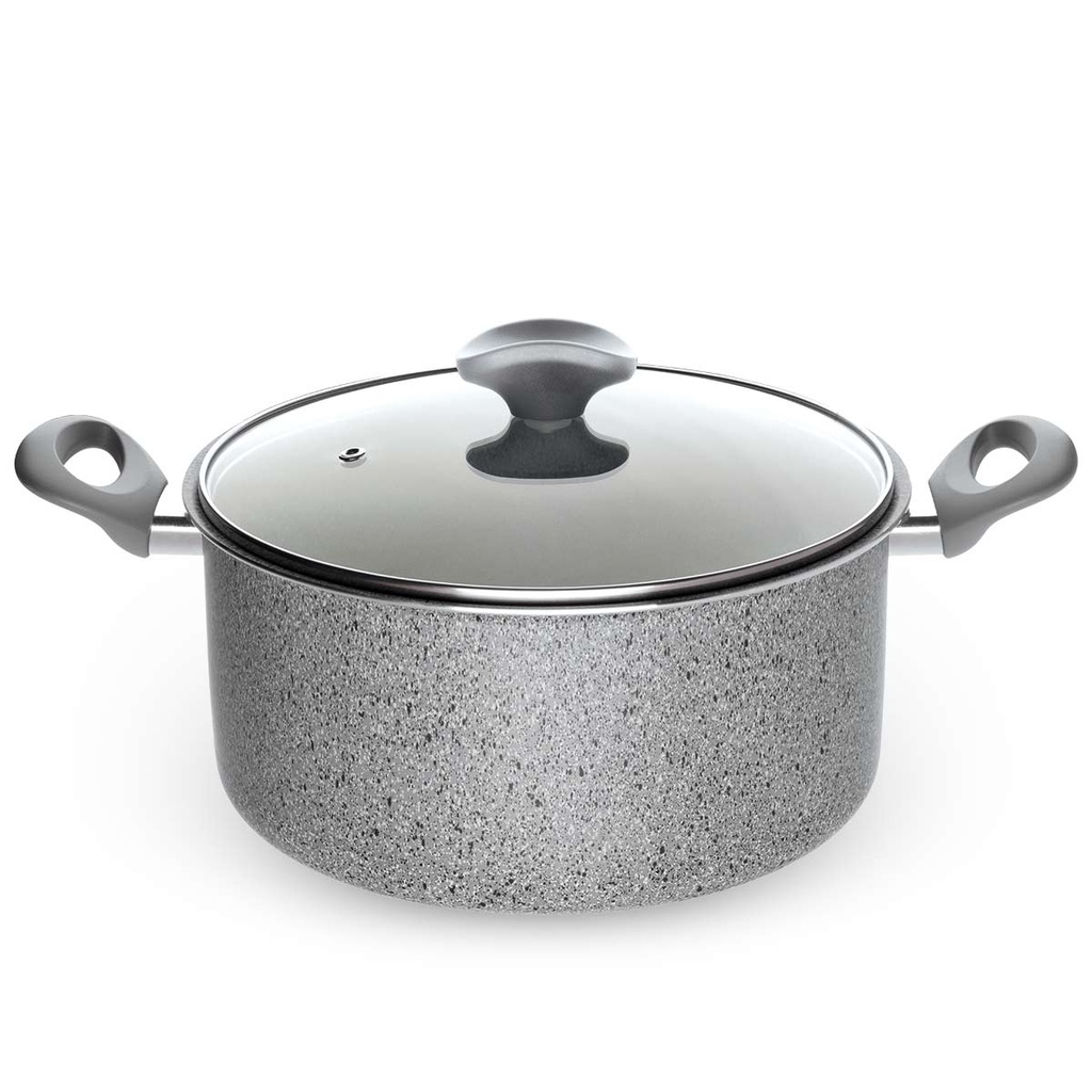 Winox faitout avec couvercle GRANITE - 24 cm - super résistante - 7 couches 