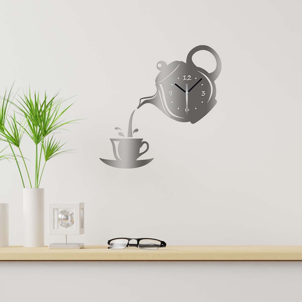 Horloge Murale forme Bouilloire -Silver