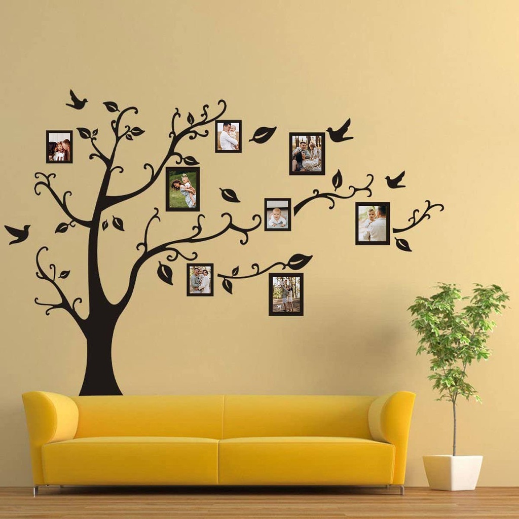 Sticker Murale Family Photo Frame Tree 175x230cm -Noir