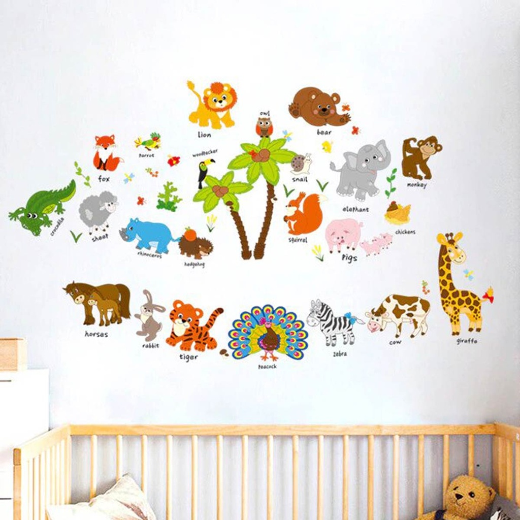 Autocollant Murale 72 Stickers Thème Animaux