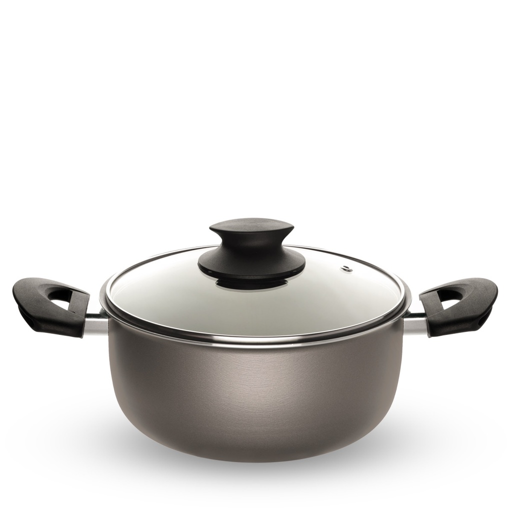 Faitout avec couvercle Ø26  série VOLCANO - 6 couches - Gris