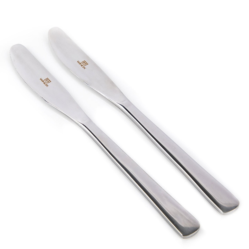 Winox blister de 2 couteaux de table JAWHAR -INOX 18/10 - 6mm - Garantie à vie