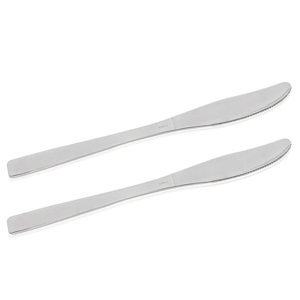 Lot de 2 couteaux de table Milano en acier inoxydable - Argent