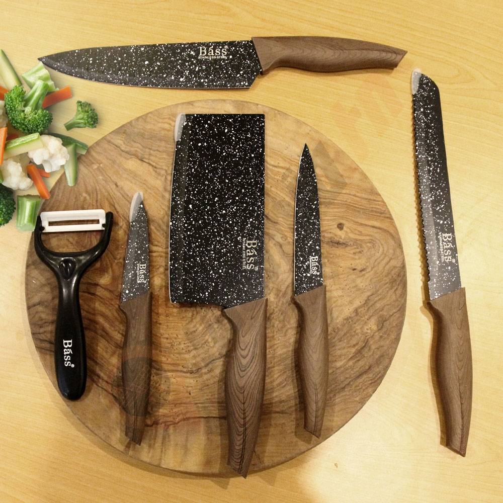 Kit Couteaux 6 Pièces Bass -Marron