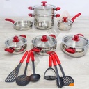 Service Inox Hascevher 18 pièces Rouge