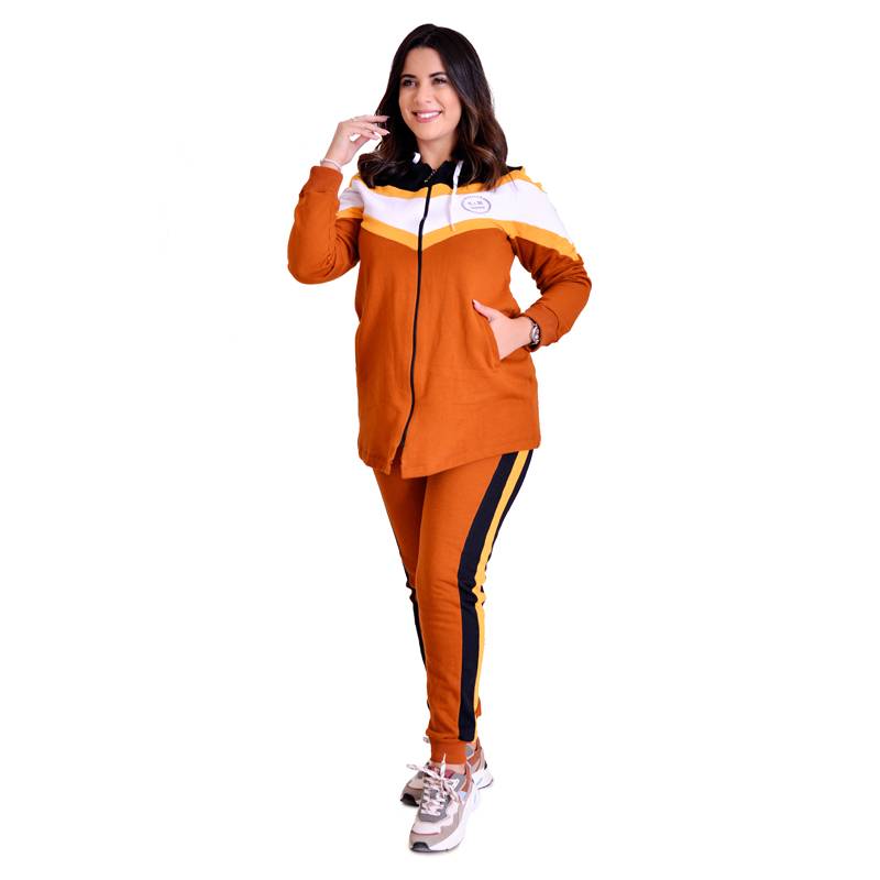 Jogging rouille femme en molleton gratté-40