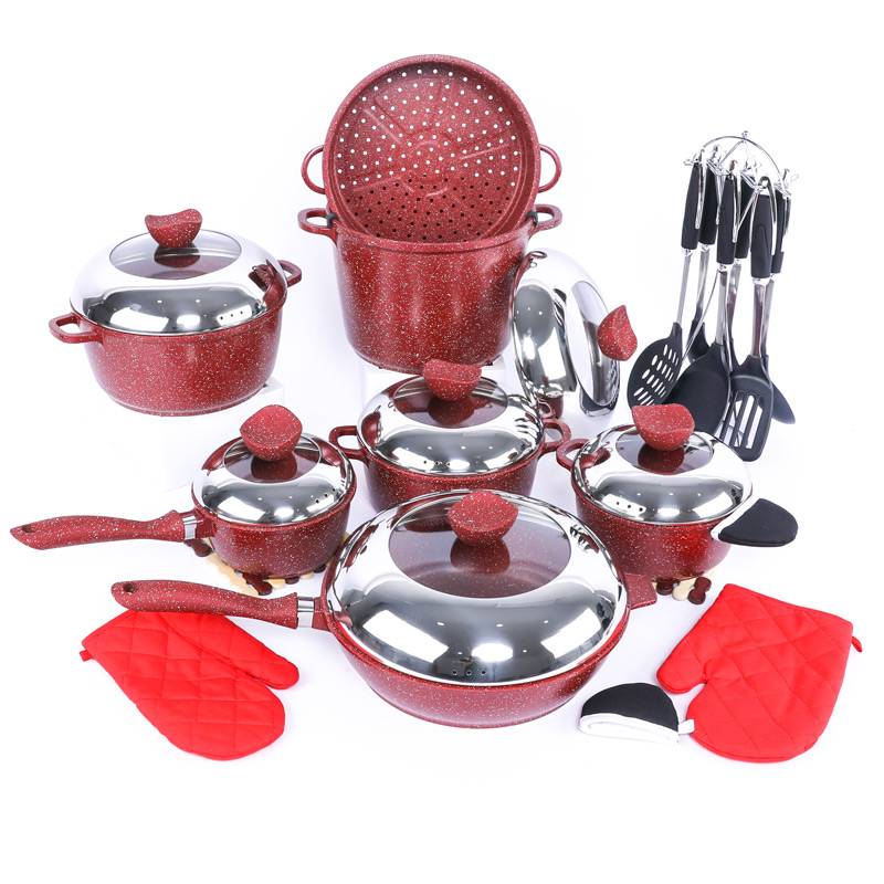 Service Granit 26 pièces Golden wings-Rouge