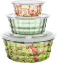 Lot de 3 Boîtes Alimentaires Rondes avec Couvercles en Plastique Dure Sans BPA-Vert