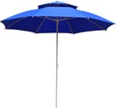 Parasol Grand Modèle Haute Qualité Double Toit Forme Rond 2,10 m-Bleu