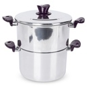 OUBOURSINA Couscoussier Aluminium 6 L 22 Cm avec Poignée PVC-Violet