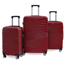 TEC TAKE VALISE Serie De 3 Valises Abs Modèle 2-Rouge Bordeaux