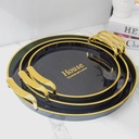 Ensemble de 3 plateaux Rond Noir-Motif 1