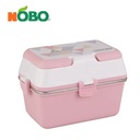 Boîte à Gouter Lunch Box avec 3 Compartiments en Acier Inoxydable et Plastique Sans BPA 1200 ml-Rose